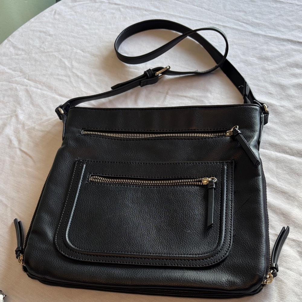 Apt. 9 Black Crossbody Bag with Zipper Accents